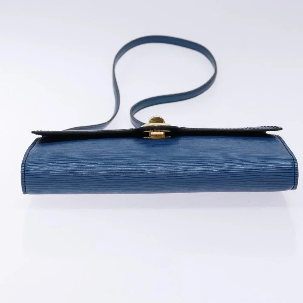 Authentic LOUIS VUITTON Epi Pochette Arche Shoulder Bag Blue M52575 LV - Picture 12 of 16